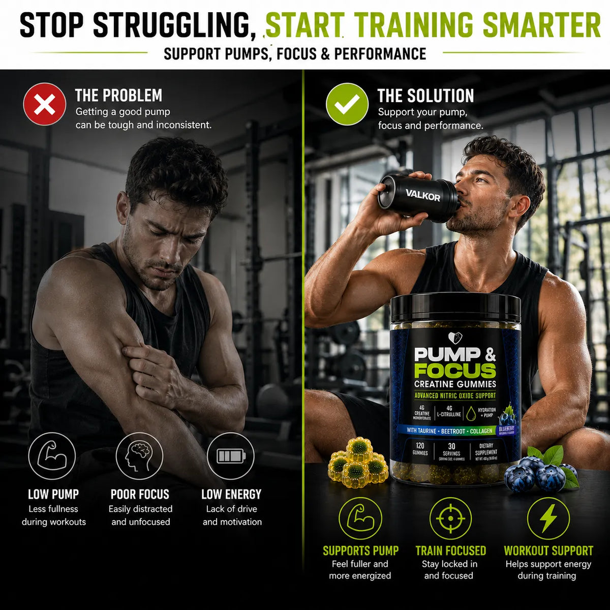 VALKOR Pump & Focus Gummies